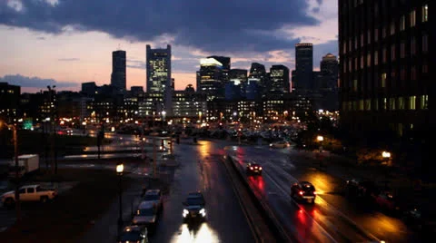 Boston Skyline night 4 Video stock 25730189
