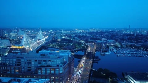 Boston Skyline at Night 스톡 동영상 81422240
