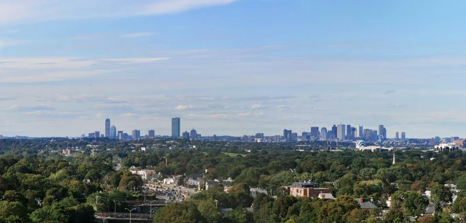 Boston skyline panorama Stock Photos
