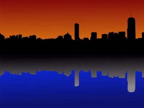 Boston skyline reflected Ilustración de archivo
