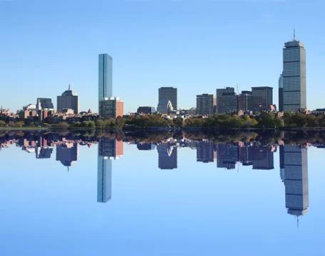 Boston skyline reflected Stock Photos