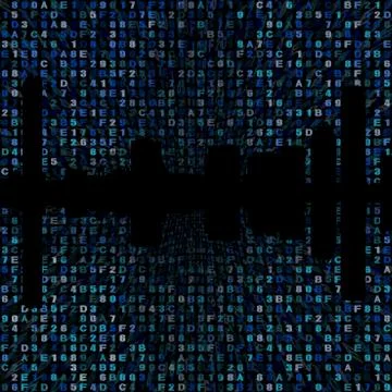 Boston skyline silhouette on hex code illustration Illustrazione stock