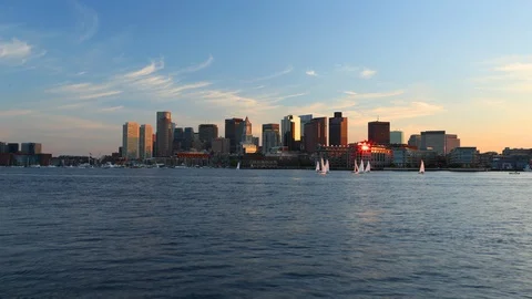 Boston Skyline Sunset to Night Time Lapse Stock-Footage 101244681