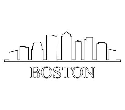 Boston skyline on white background Stock Illustration