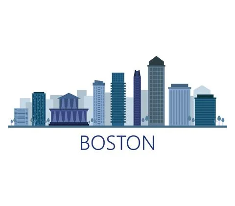 Boston skyline on white Ilustración de archivo