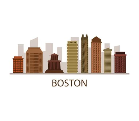 Boston skyline on white Ilustración de archivo