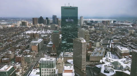 Boston Skyline Winter Stock Footage 60110387