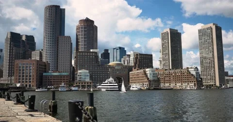 Boston Static Skyline Daytime 4K Video stock 45018086