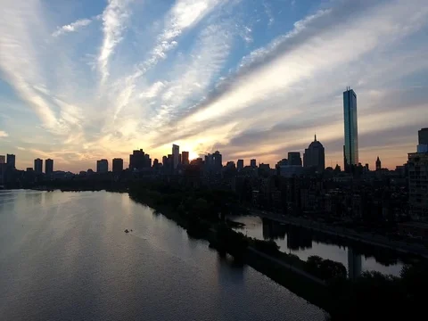 Boston Sunrise Over The Esplanade Stock Footage