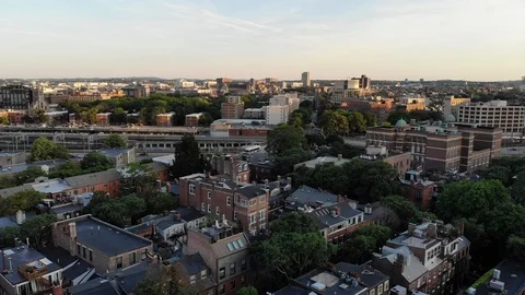 Boston Sunset Aerial Stock Footage 126806417