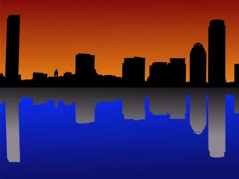 Boston at sunset Ilustración de archivo