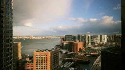 Boston Time Lapse Seaport District and Court Federal Courthouse Stock Footage 46004985