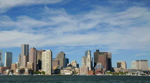 Boston Timelapse USA Skyline of Downtown Boston's Financial District, Marriott Stock Footage