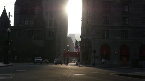 Boston Traffic with sun flare Stock Footage 27284763