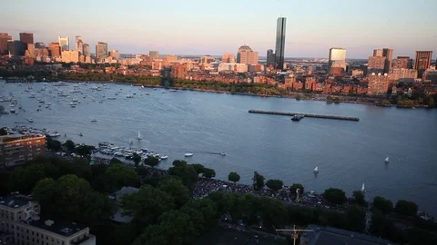Boston's Back Bay and Charles River Stock Footage 71368803