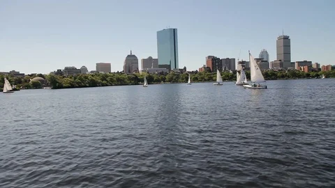 Boston's Back Bay from Charles River Stock Footage 86808844