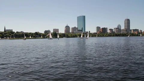 Boston's Back Bay from the Charles River2 Stock Footage 86808974
