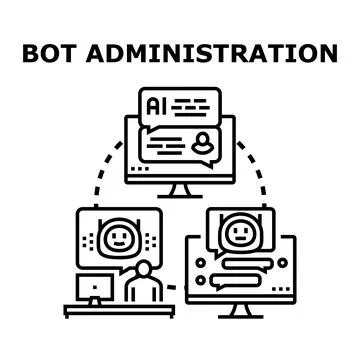 Bot administration controlling artificial intelligence chatbot interaction Stock Illustration