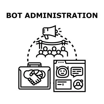 Bot administration managing artificial intelligence system online 库存插图