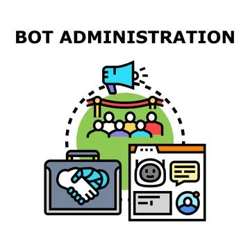 Bot administration managing artificial intelligence system online Stockillustratie