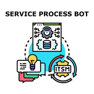 Bot automating service management and process workflow Illustrazione stock