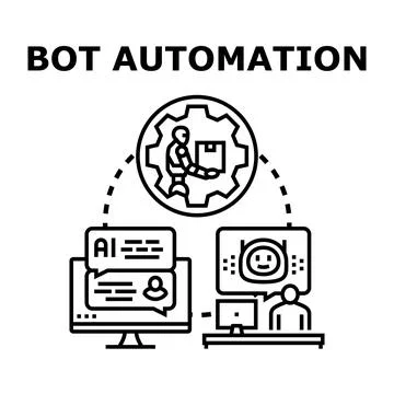 Bot automation process connecting user to customer service ai 库存插图