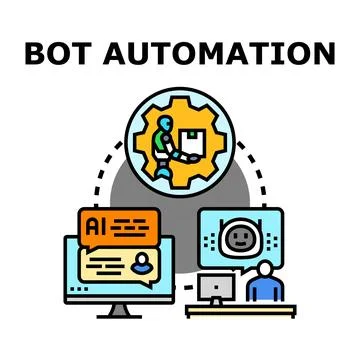 Bot automation process connecting user to customer service ai Stock Illustration