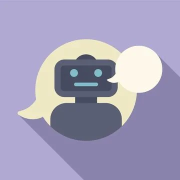 Bot chat support robot icon flat vector. Ai contact help Stock Illustration