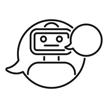 Bot chat support robot icon outline vector. Ai contact help Illustrazione stock