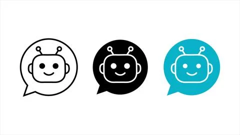 Bot chatbot ai icon set in speech bubble Stock Illustration