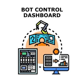 Bot control dashboard for automation operations management Illustrazione stock