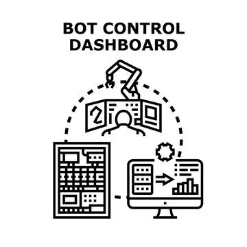 Bot control dashboard for automation operations management 스톡 일러스트