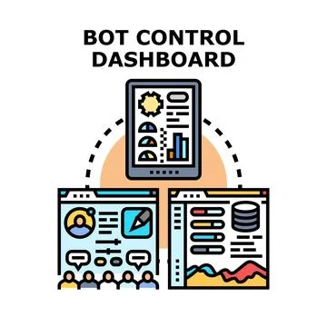 Bot control dashboard managing automated digital processes Stock-Illustration