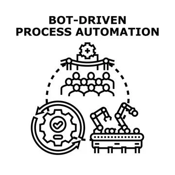 Bot driven process automation concept vector illustration Stock Illustration