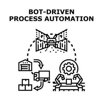 Bot driven process automation technology concept Illustrazione stock