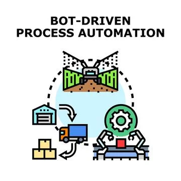 Bot driven process automation technology concept Illustrazione stock