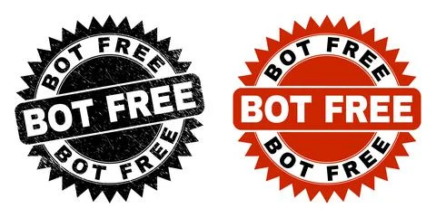 BOT FREE Black Rosette Stamp Seal with Grunged Style Stock Illustration