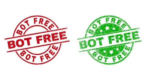 BOT FREE Round Seals with Grunge Style Stock Illustration