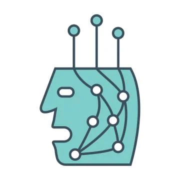 Bot head icon with neural network inside Stock-Illustration
