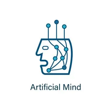 Bot head icon with neural network inside Illustrazione stock