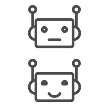 Bot icon. Chatbot icon concept. Cute smiling robot. Vector modern line character Stock Illustration