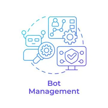 Bot management blue gradient concept icon Stock Illustration