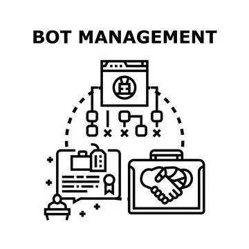 Bot management concept with digital processes and business agreement Stock Illustration