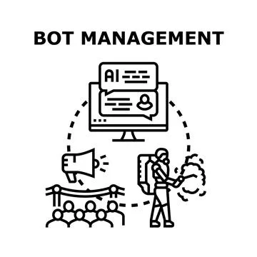 Bot management protecting website from online threats Stock Illustration