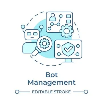 Bot management soft blue concept icon Stock Illustration