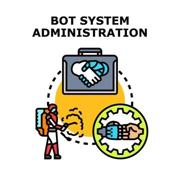 Bot system administration developing digital solutions 스톡 일러스트