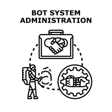 Bot system administration developing digital solutions 스톡 일러스트