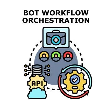 Bot workflow orchestration system automation development 스톡 일러스트