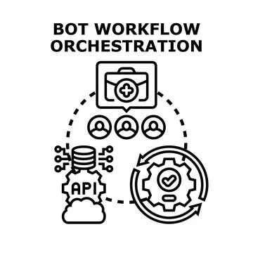 Bot workflow orchestration system automation development 스톡 일러스트