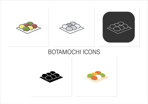 Botamochi icons set Stock Illustration